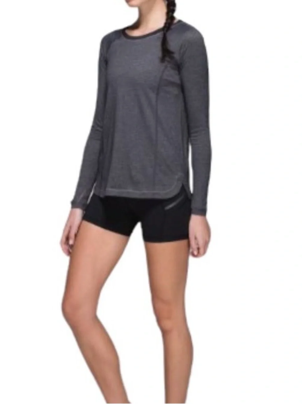 Lululemon Heathered Slate Turn It Up Long Sleeve Running Shirt Size S - Picture 2 of 10